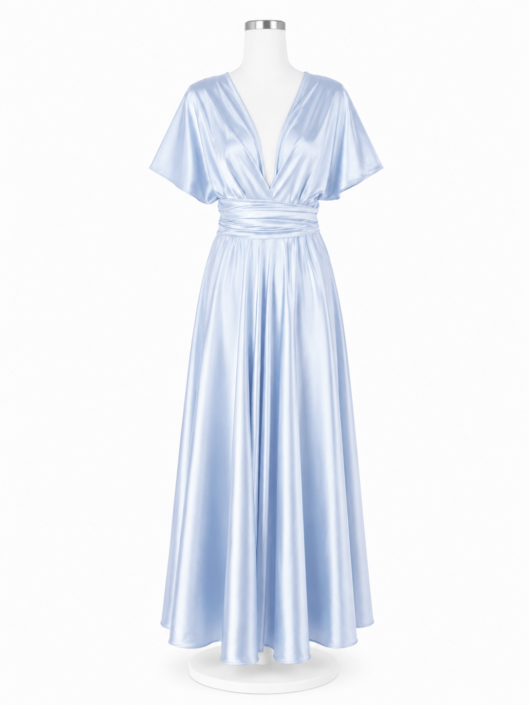 Vestido Multi Azul Cielo – Vestido largo elegante con manga