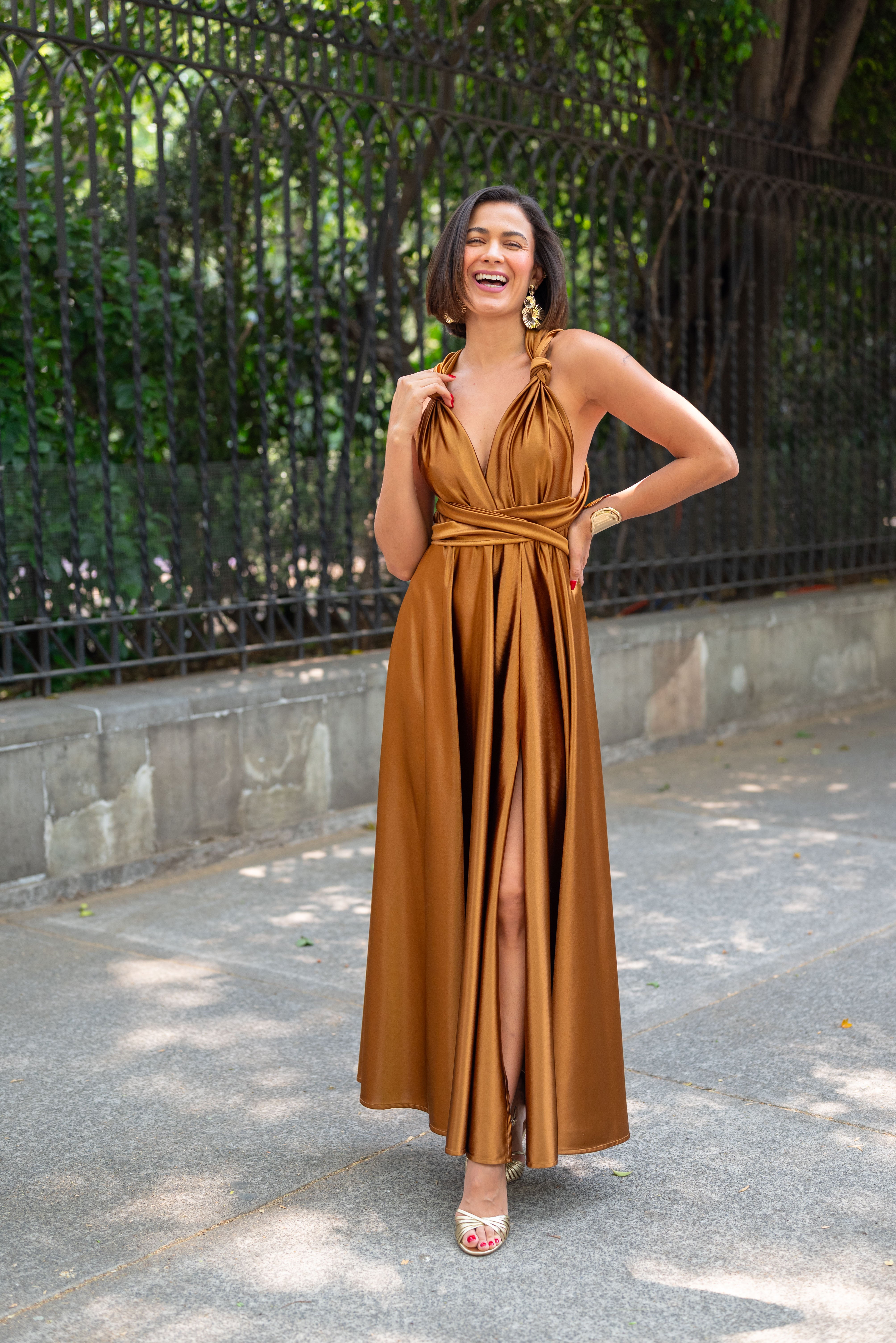 Vestido multi bronce