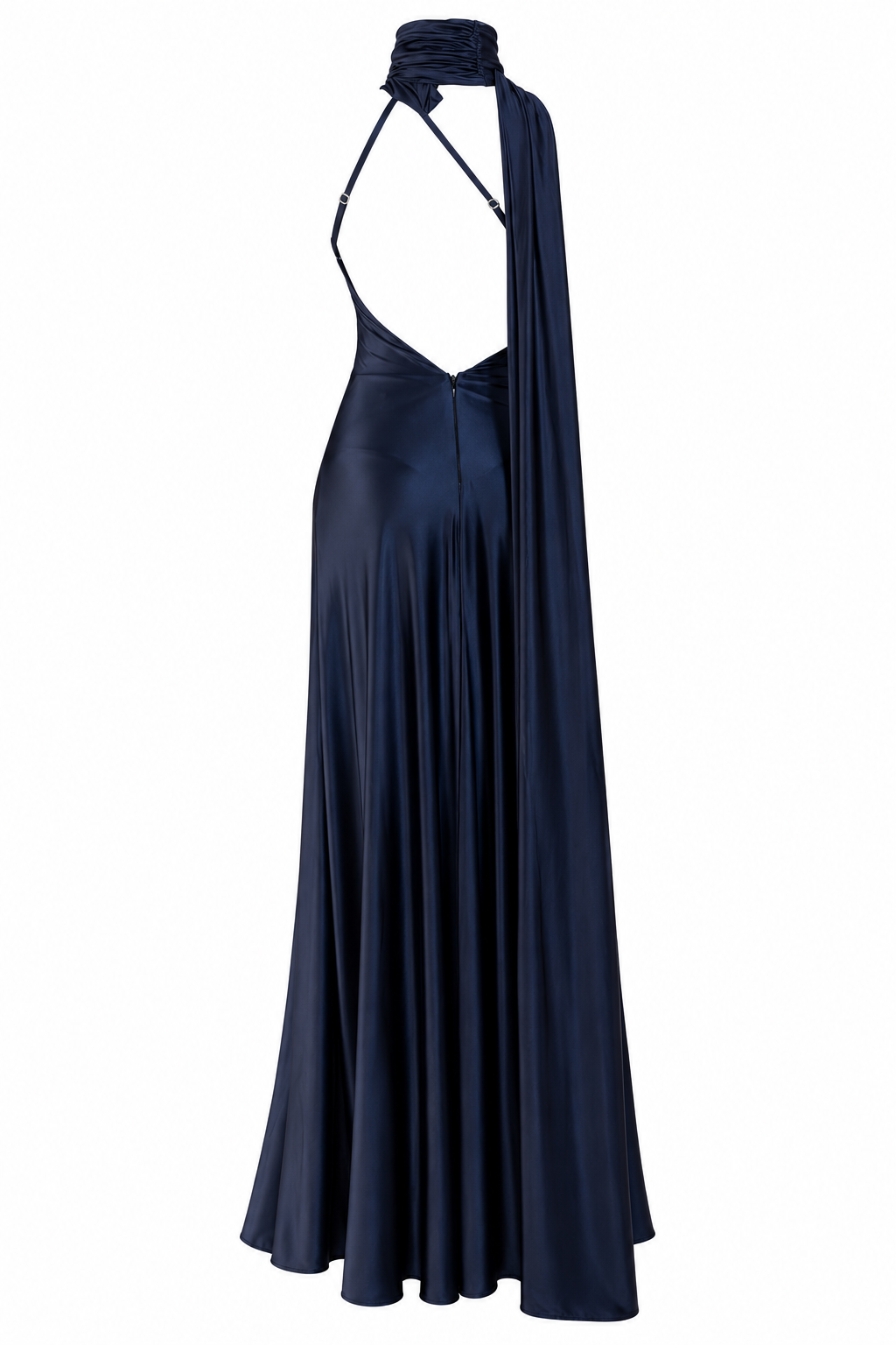 Vestido Chloe navy . Vestido Azul Marino Largo de Cuello Halter – Vestido de Fiesta Elegante