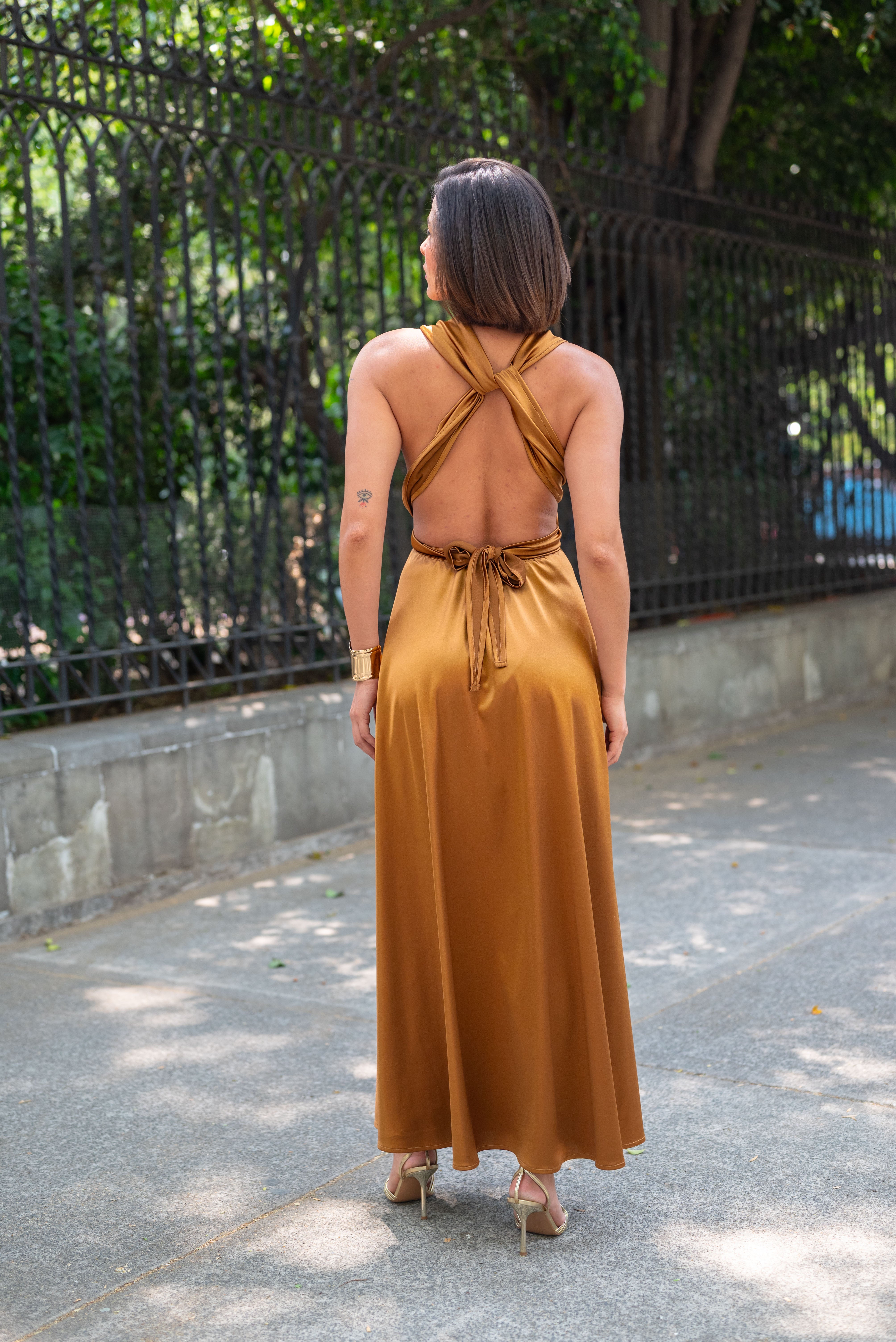 Vestido multi bronce
