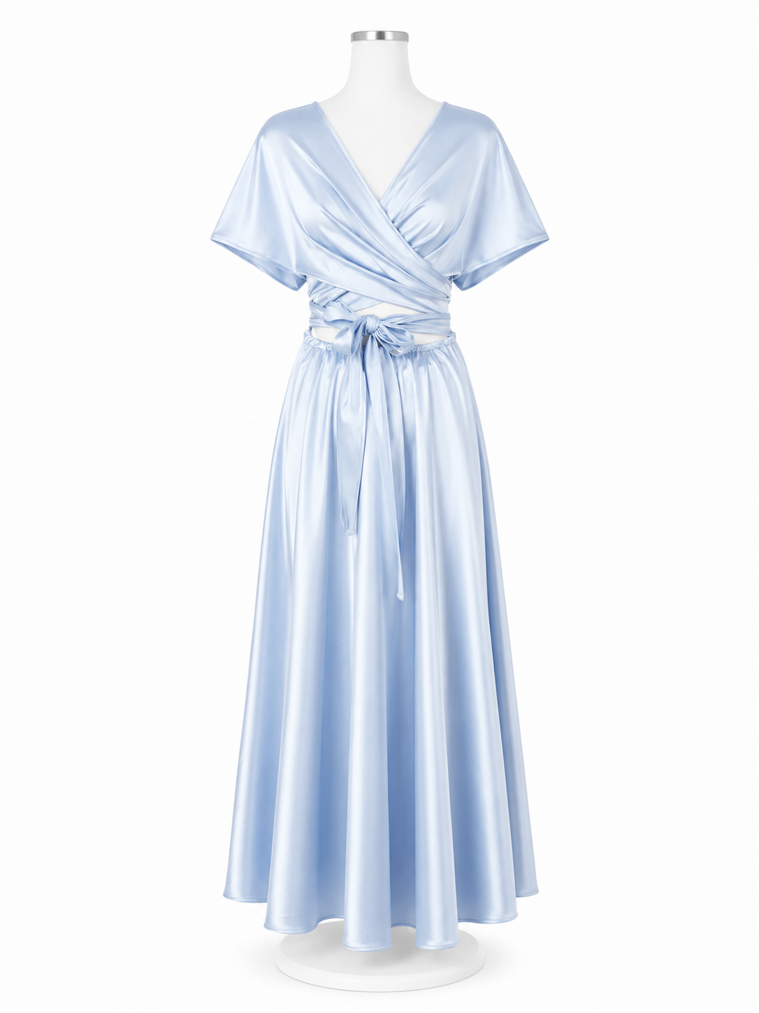 Vestido Multi Azul Cielo – Vestido largo elegante con manga