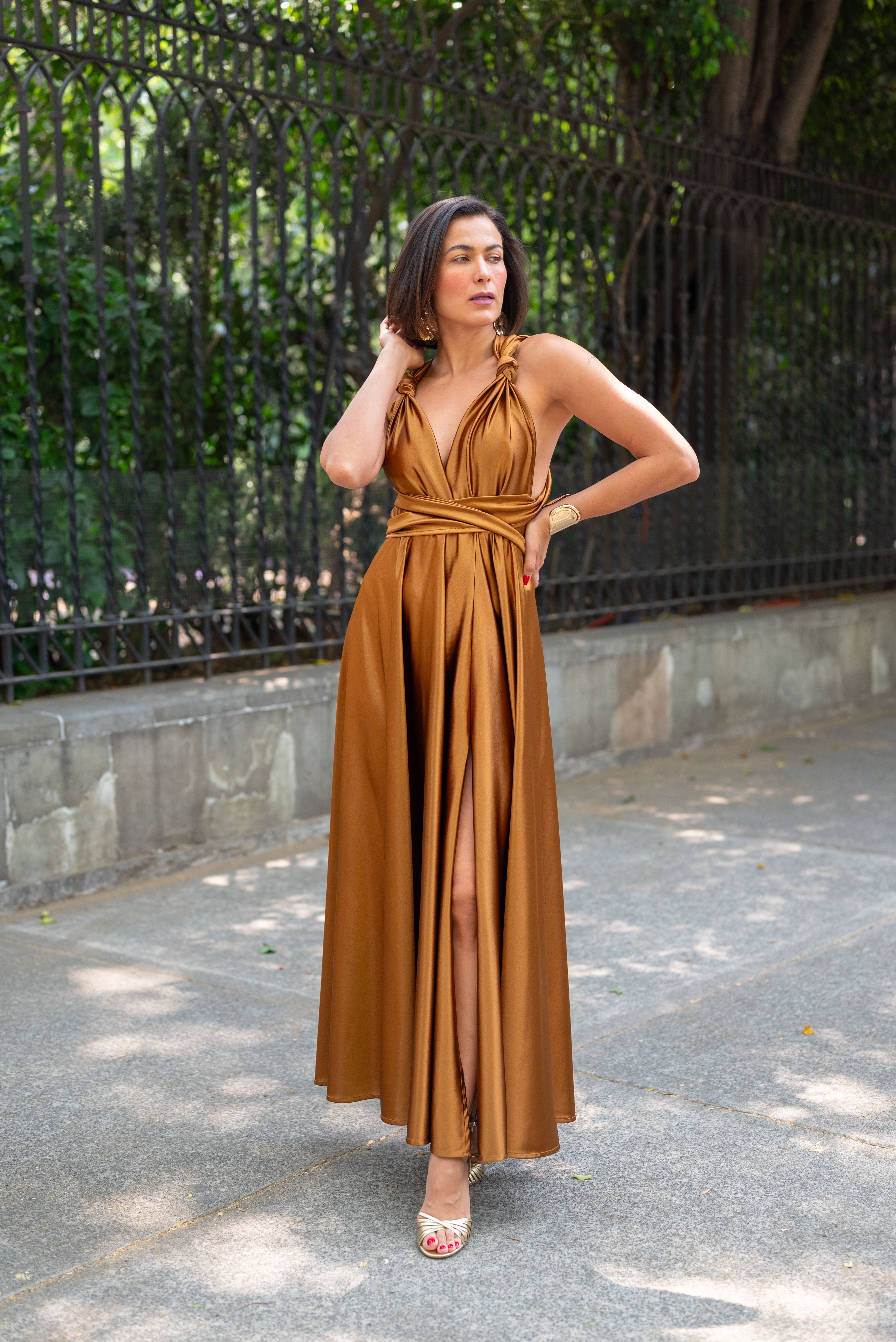 Vestido multi bronce