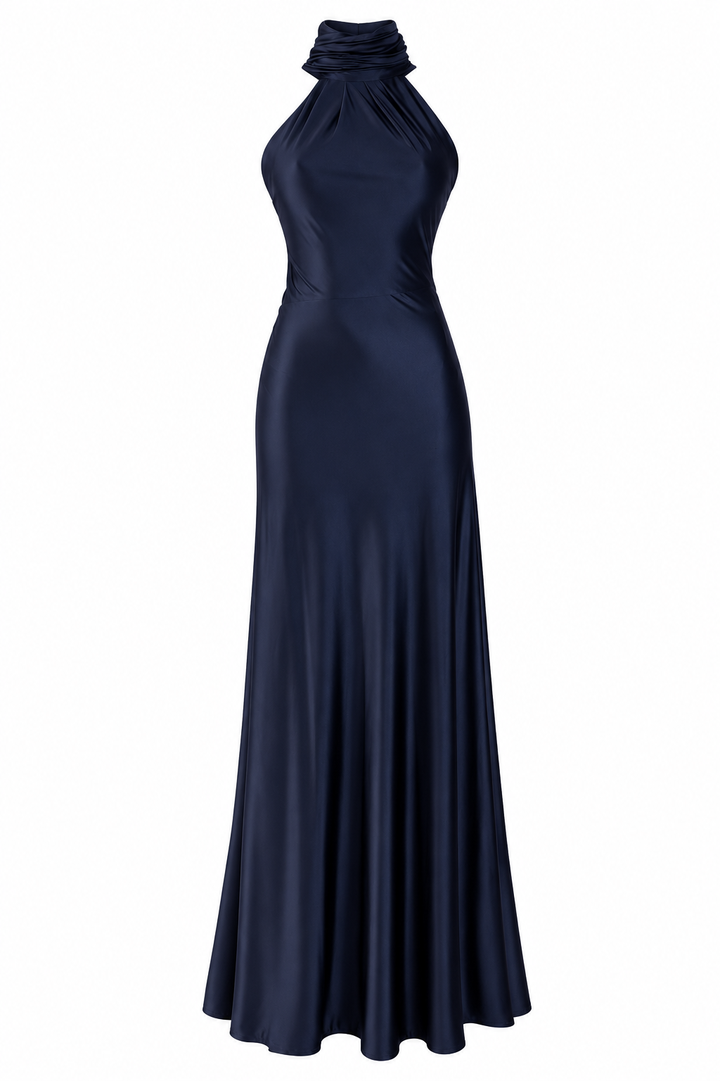 Vestido Chloe navy . Vestido Azul Marino Largo de Cuello Halter – Vestido de Fiesta Elegante