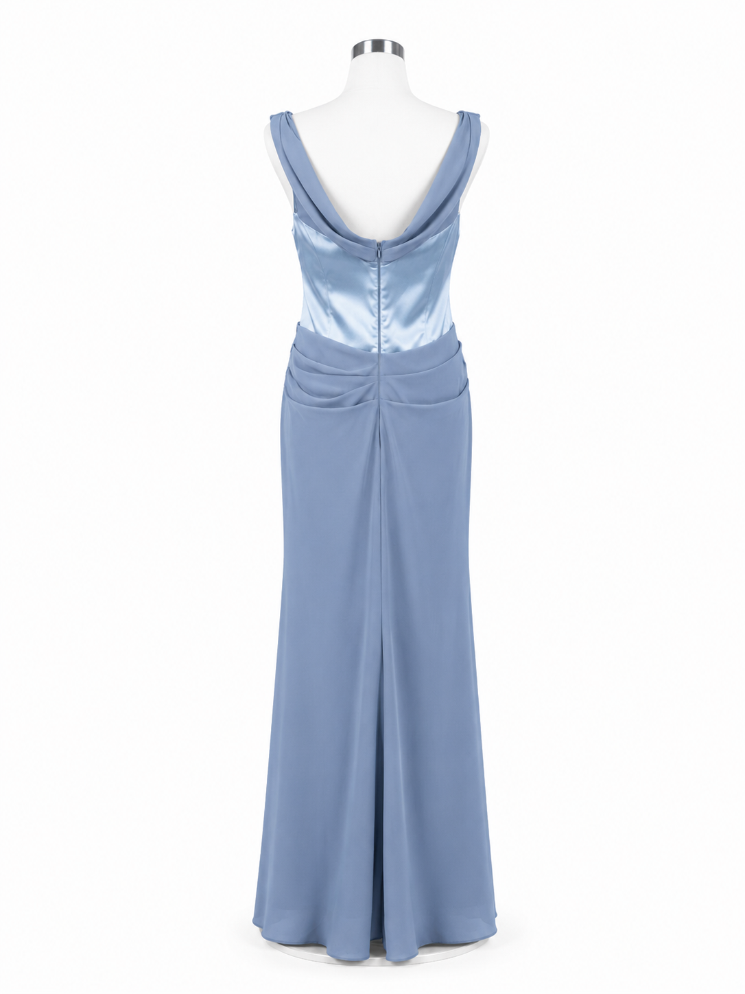 Vestido Pilar . Vestido Azul Acero – Vestido largo elegante drapeado