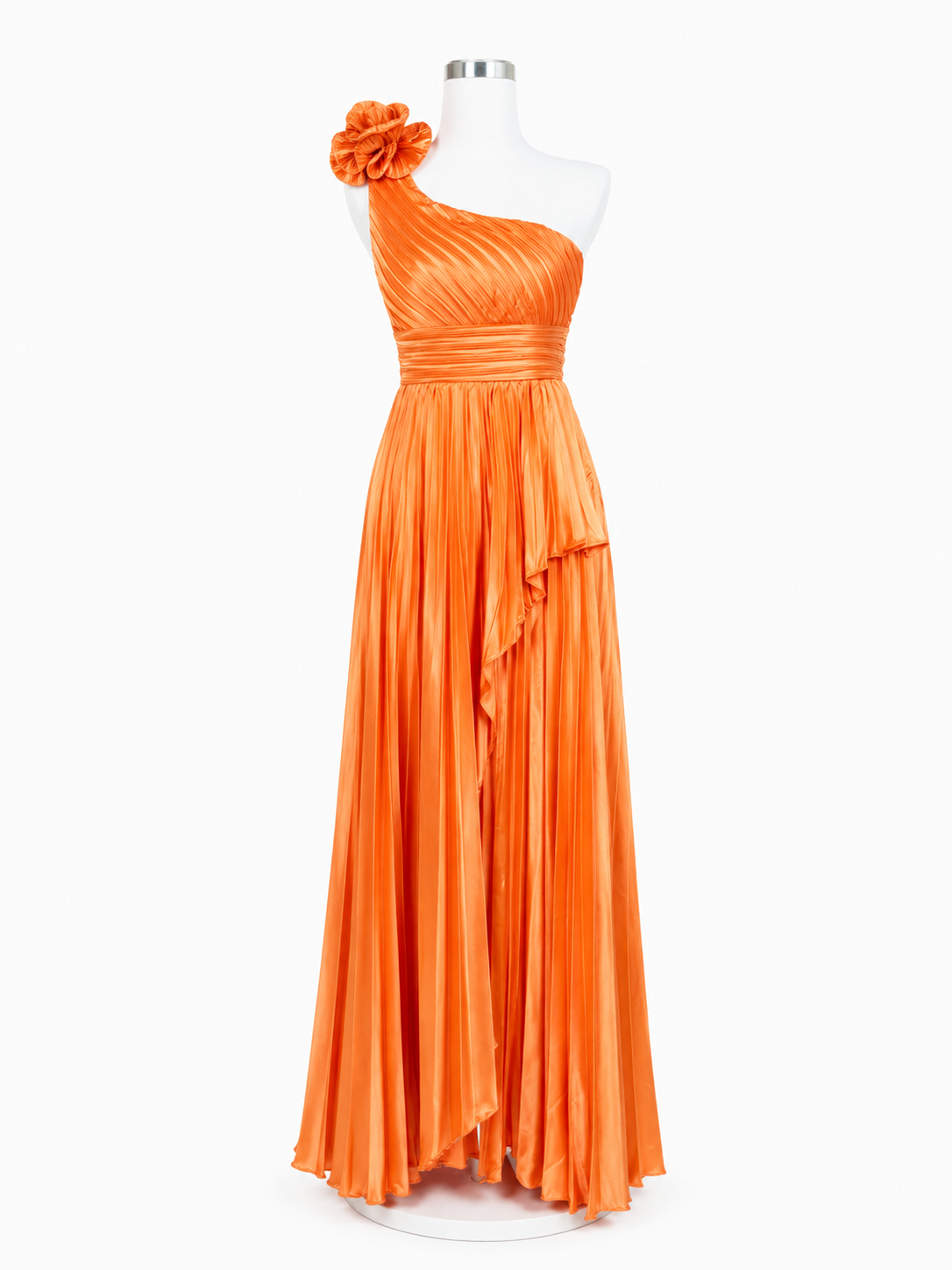Vestido Irma . Vestido Naranja – Vestido largo plisado para boda