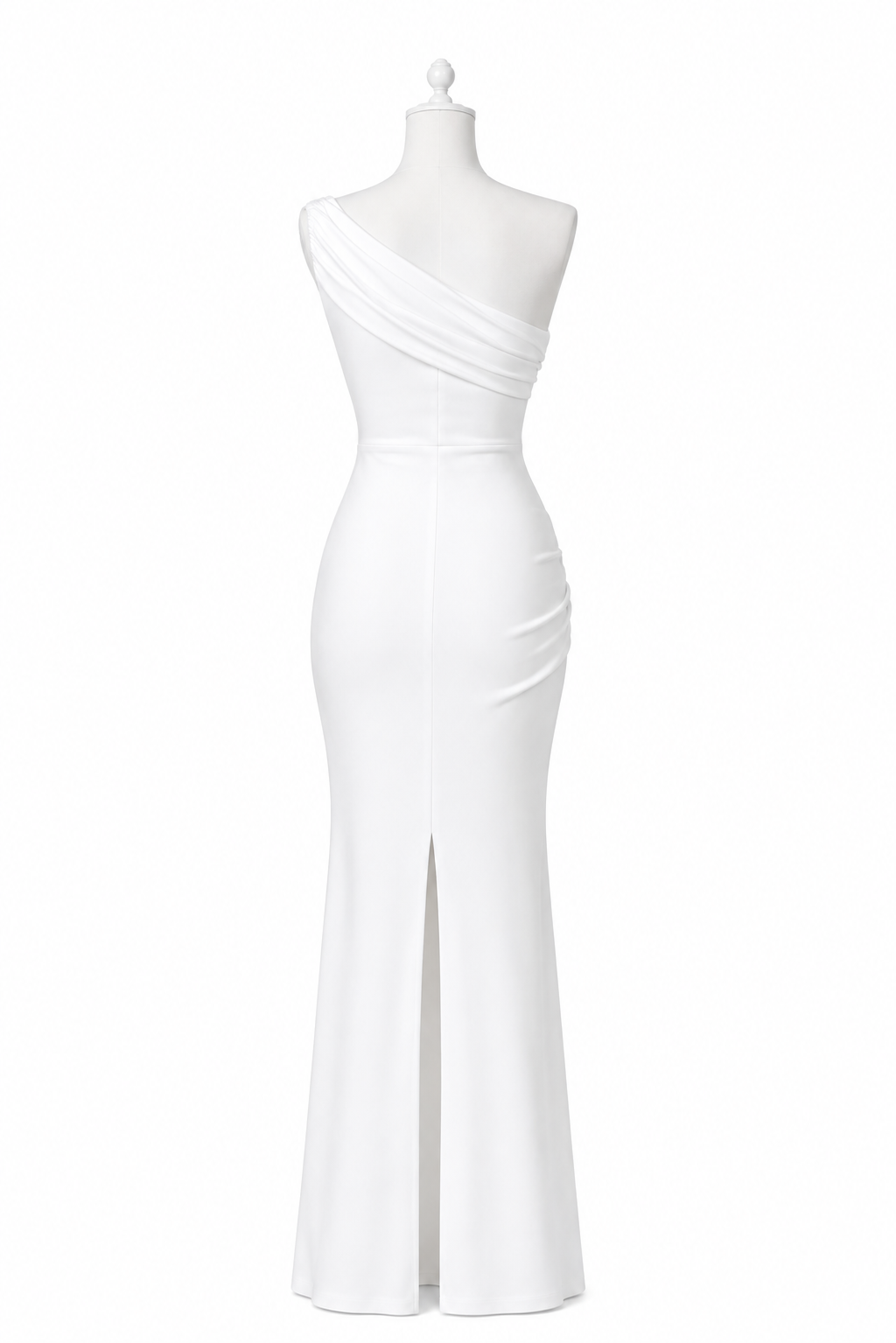 Jessi Blanco . Vestido Blanco Asimétrico – Vestido largo de un hombro