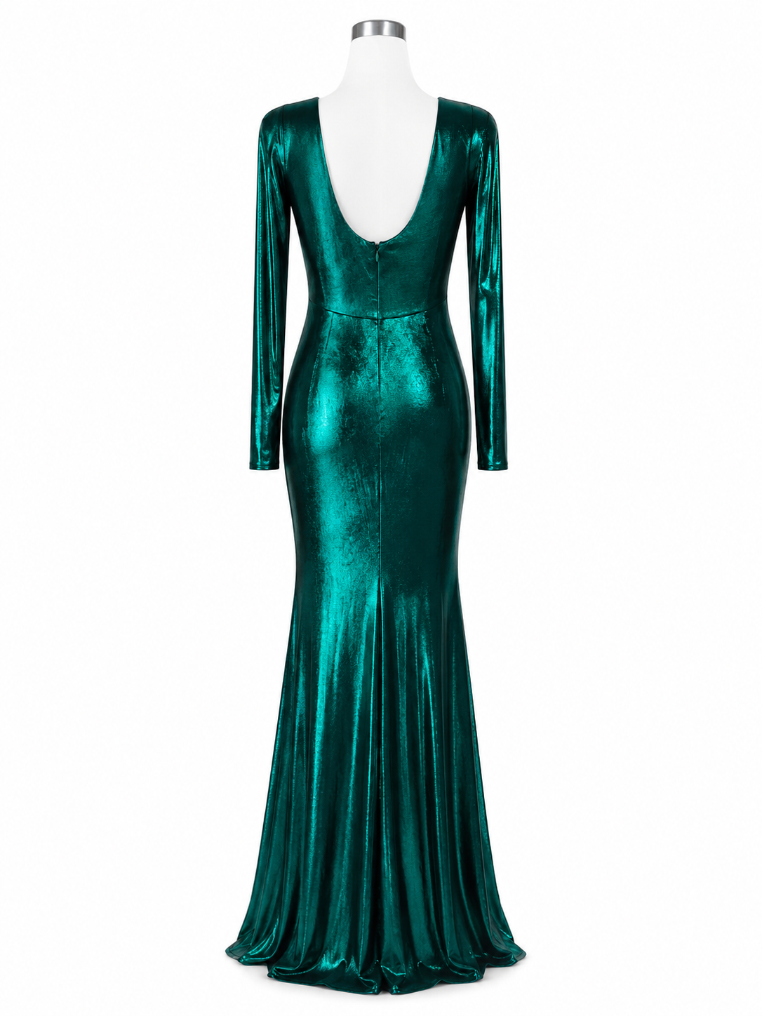 Caro verde . Vestido Verde Esmeralda – Vestido largo de noche con manga