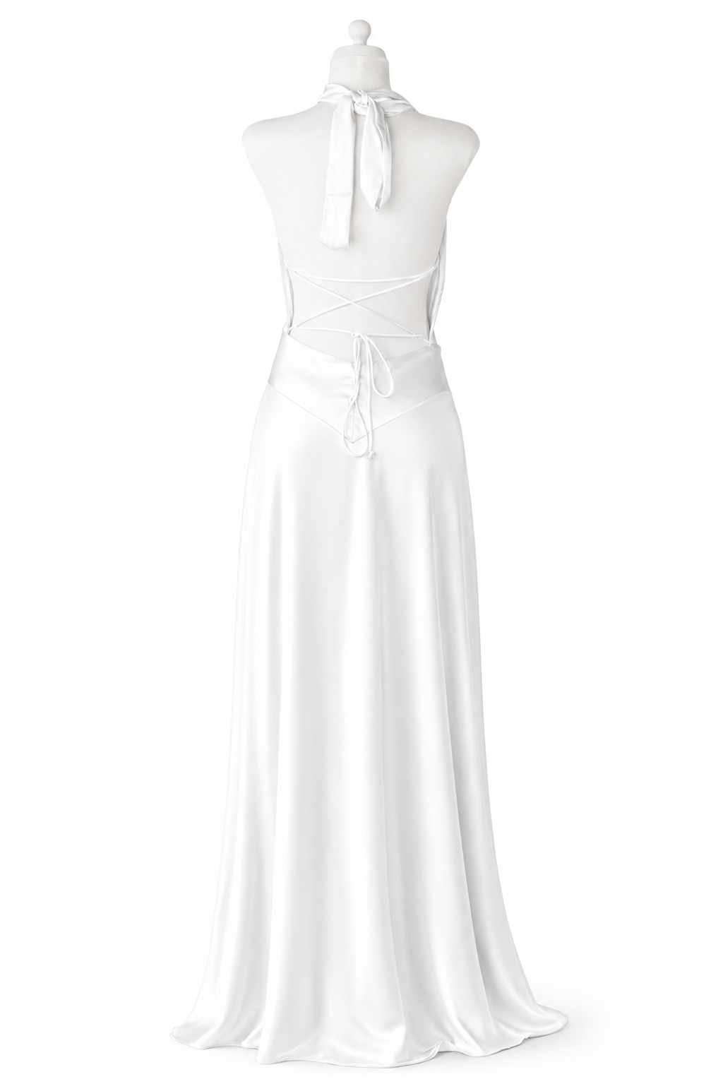 Tini Blanco . Vestido Blanco Halter – Vestido largo elegante con abertura