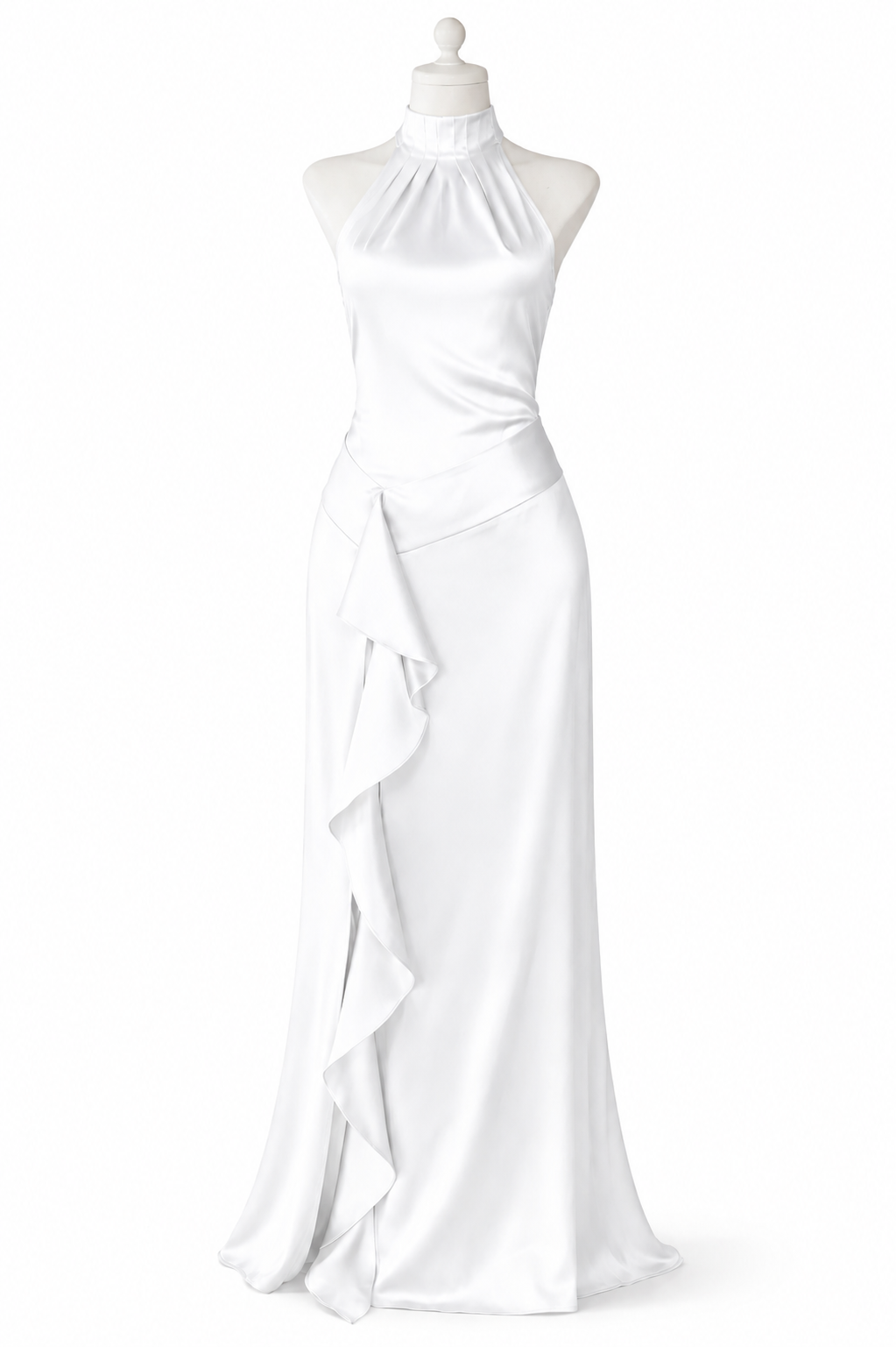 Tini Blanco . Vestido Blanco Halter – Vestido largo elegante con abertura