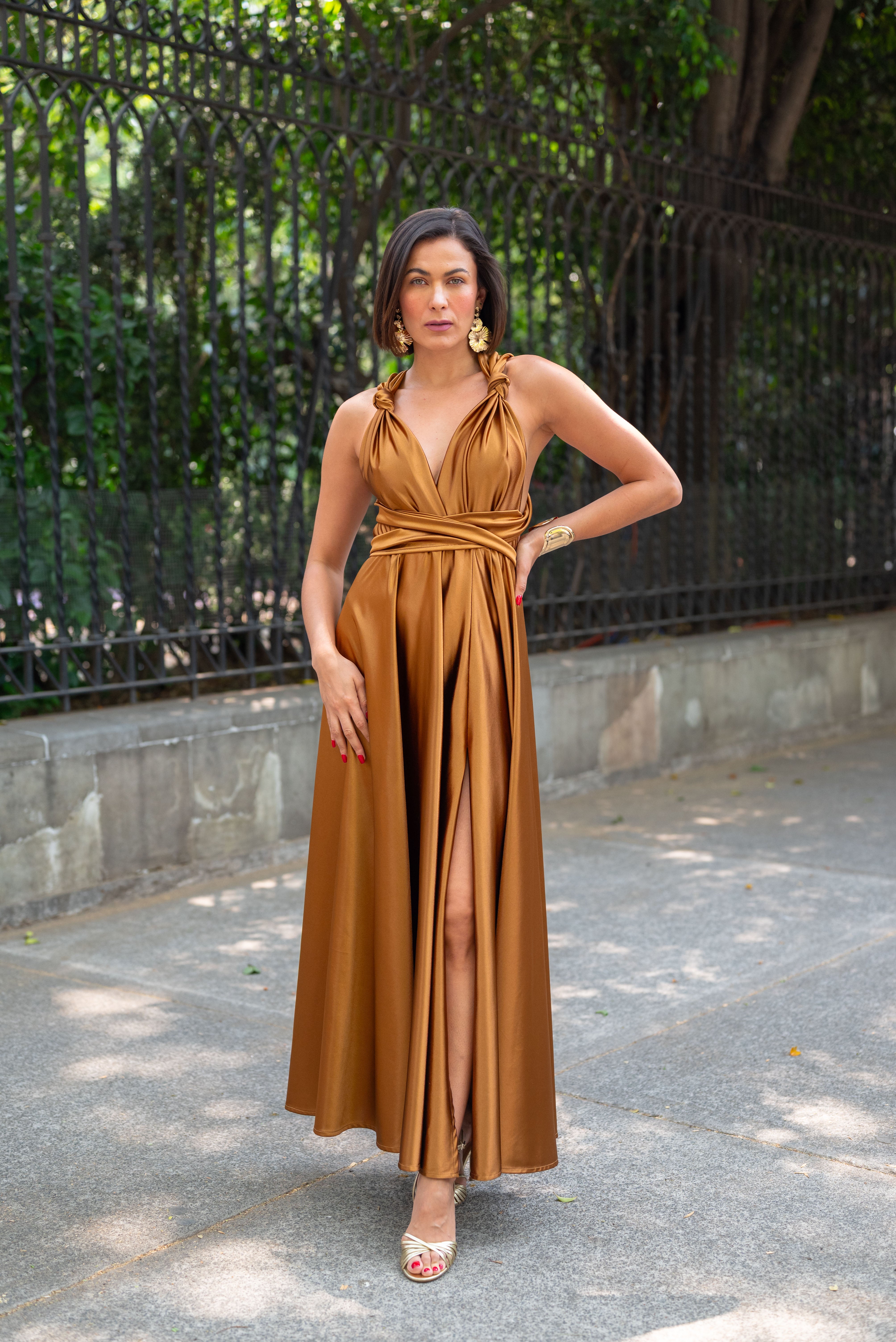 Vestido multi bronce