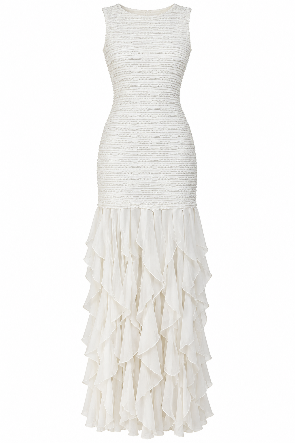 Vestido Stella blanco . Vestido Marfil Largo con Volantes – Vestido de fiesta elegante