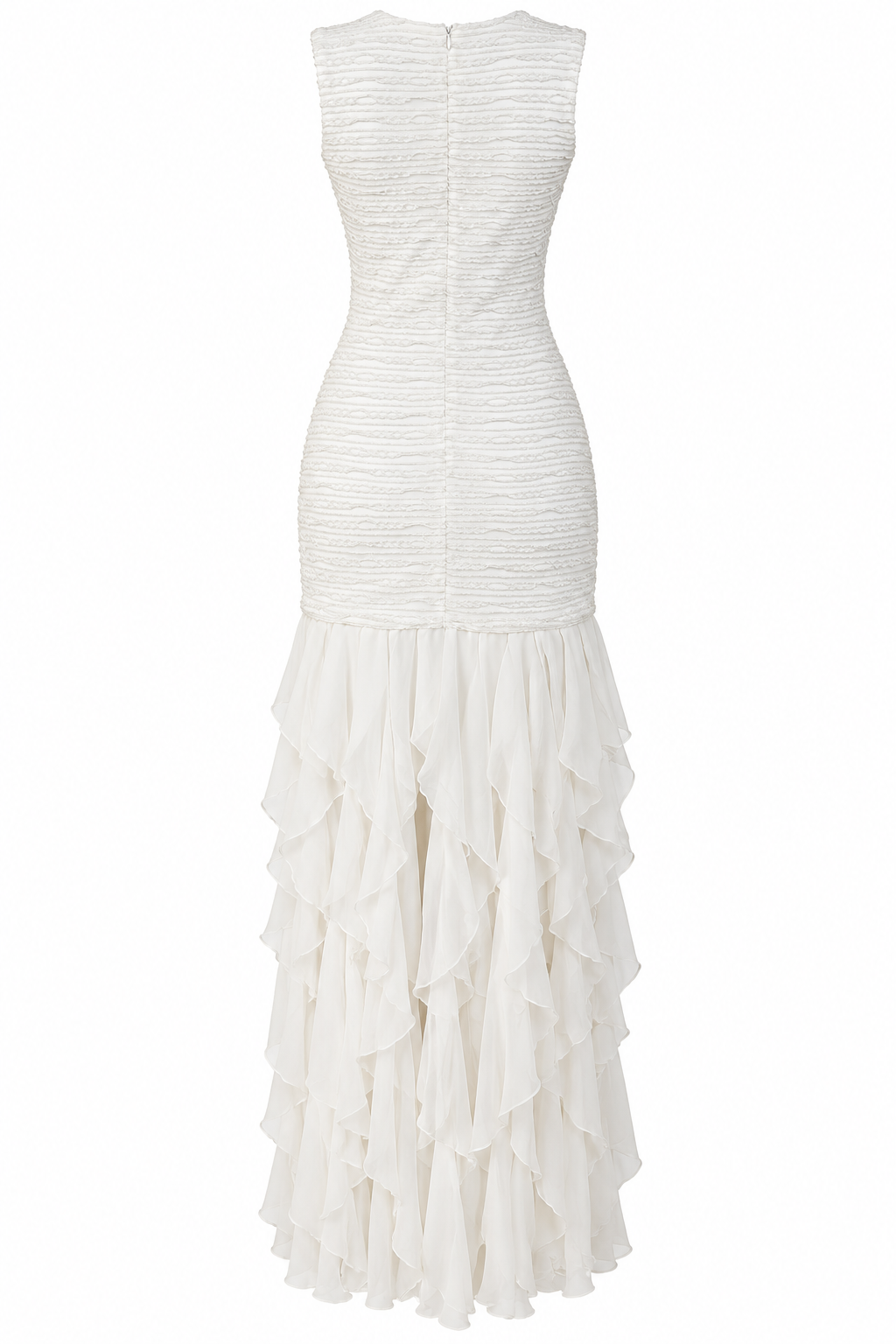 Vestido Stella blanco . Vestido Marfil Largo con Volantes – Vestido de fiesta elegante