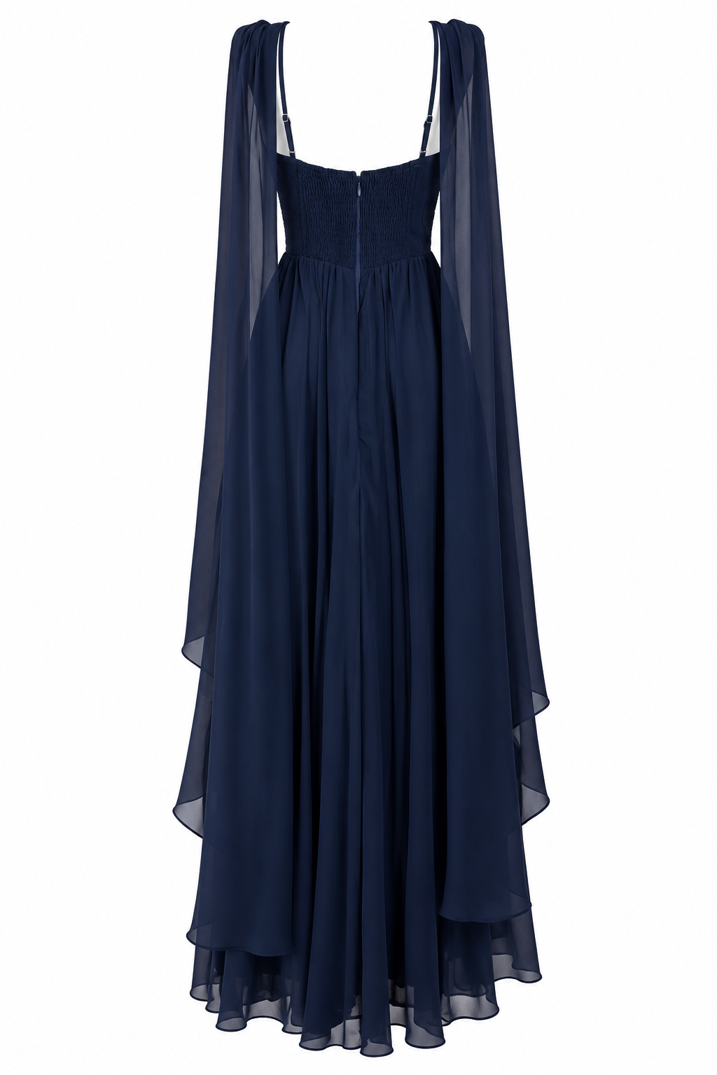 Vestido Tita Azul Marino con Capa – Vestido largo elegante