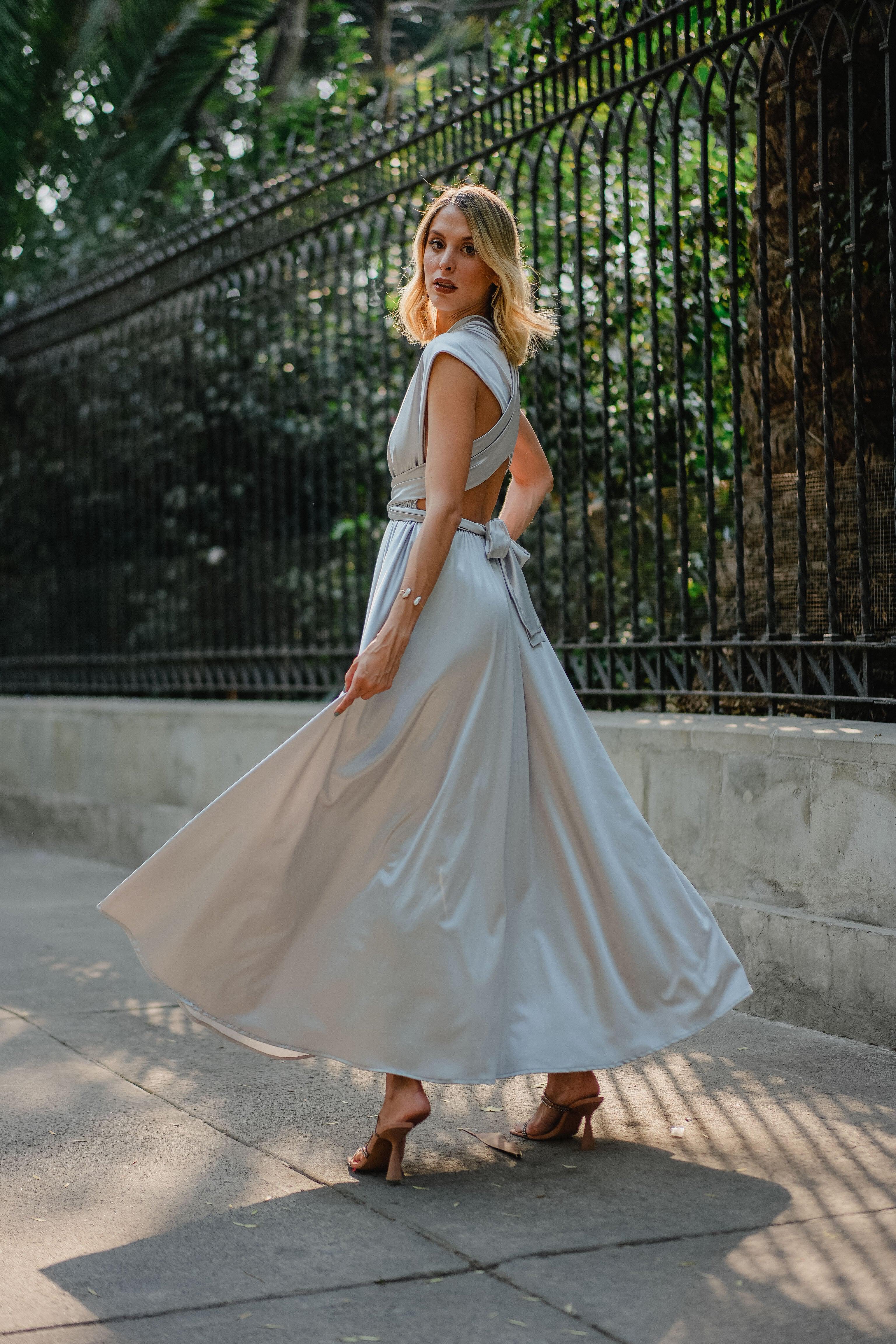 Vestido Multiposicion Plata-carlotina